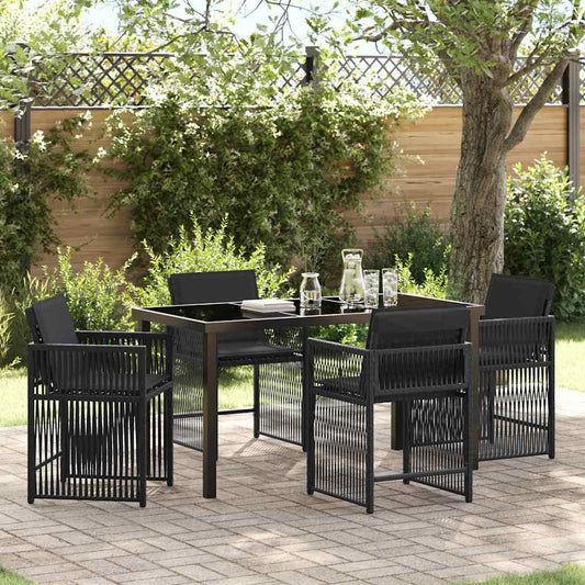 Garten Essgruppe 5 pcs Schwarz Poly-Rattan