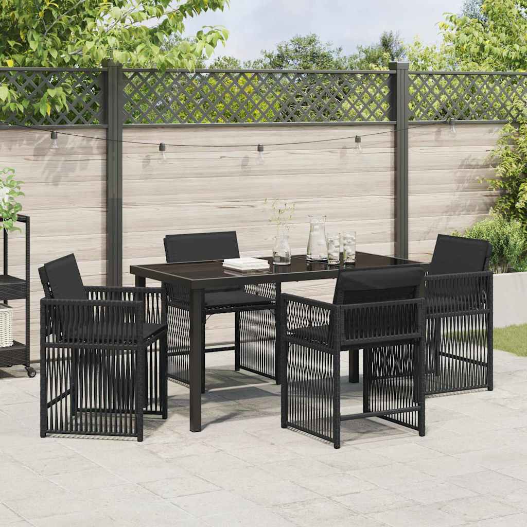 Garten Essgruppe 5 pcs Schwarz Poly-Rattan