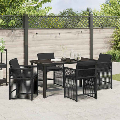 Garten Essgruppe 5 pcs Schwarz Poly-Rattan