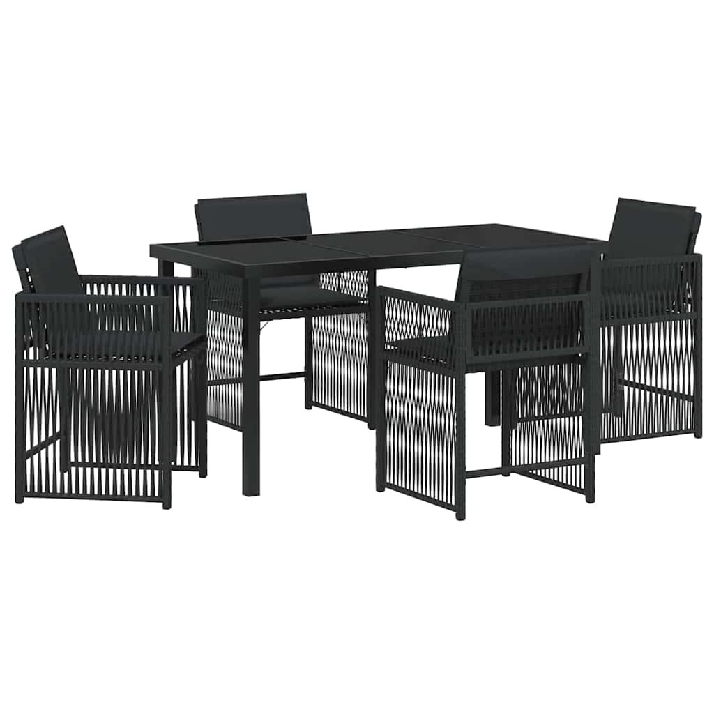 Garten Essgruppe 5 pcs Schwarz Poly-Rattan