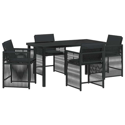Garten Essgruppe 5 pcs Schwarz Poly-Rattan