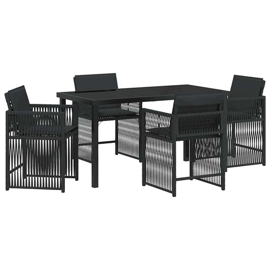 Garten Essgruppe 5 pcs Schwarz Poly-Rattan