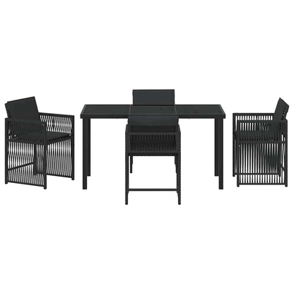 Garten Essgruppe 5 pcs Schwarz Poly-Rattan