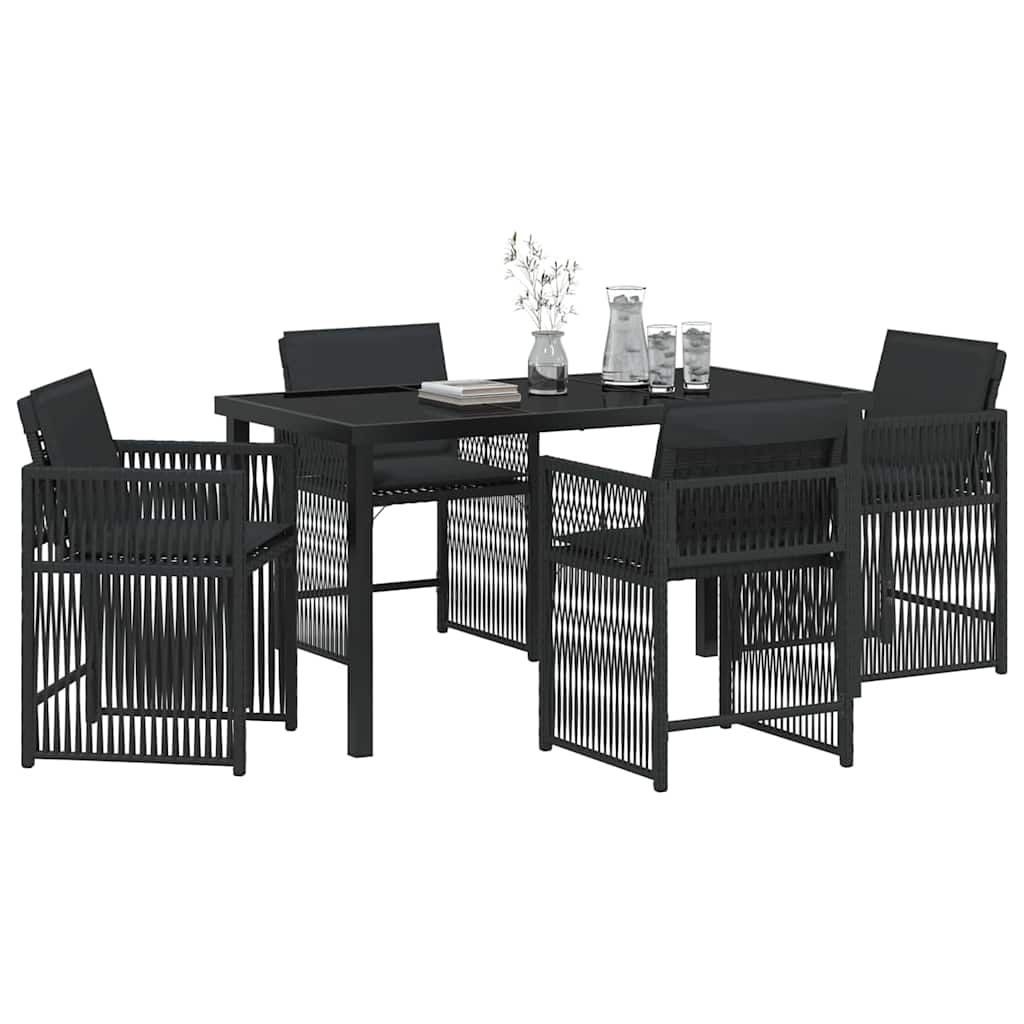 Garten Essgruppe 5 pcs Schwarz Poly-Rattan