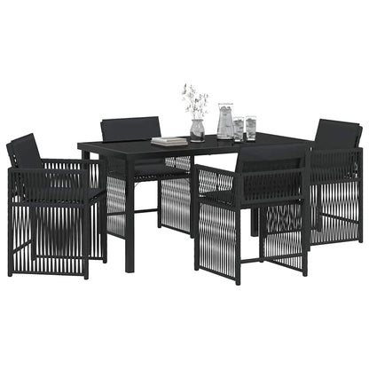 Garten Essgruppe 5 pcs Schwarz Poly-Rattan