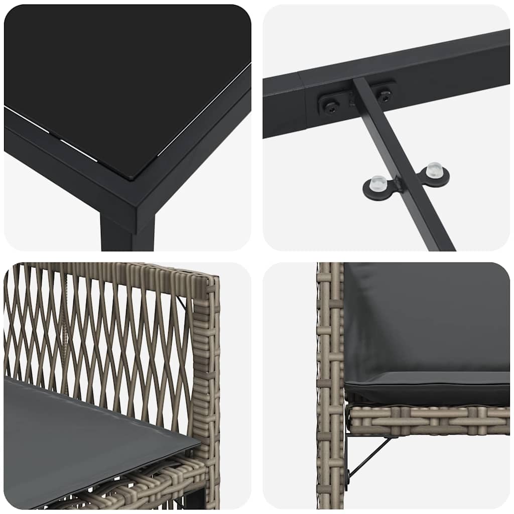 Garten Essgruppe 5 pcs Grau Poly-Rattan