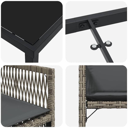 Garten Essgruppe 5 pcs Grau Poly-Rattan