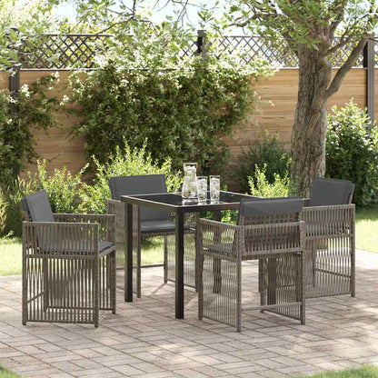 Garten Essgruppe 5 pcs Grau Poly-Rattan
