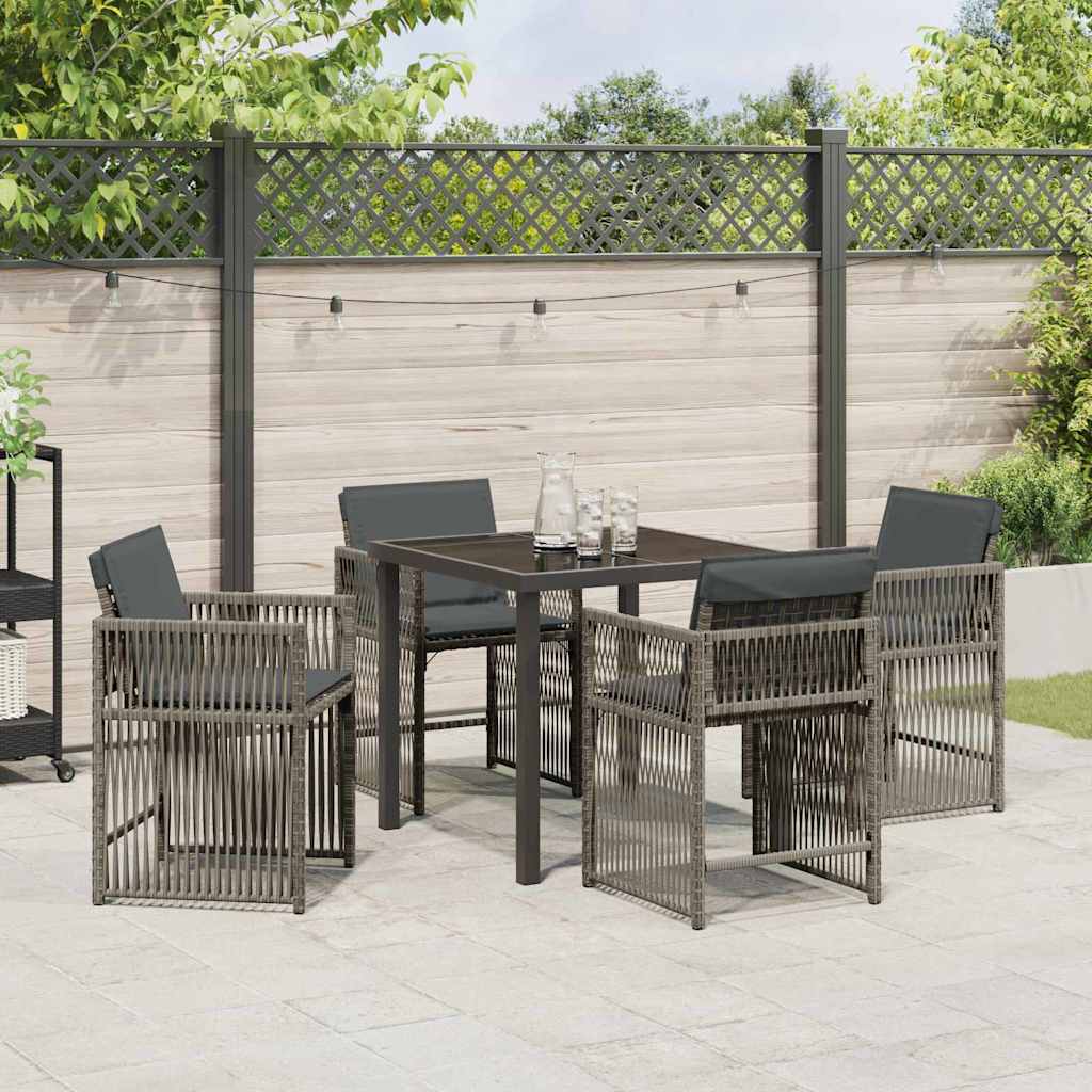 Garten Essgruppe 5 pcs Grau Poly-Rattan