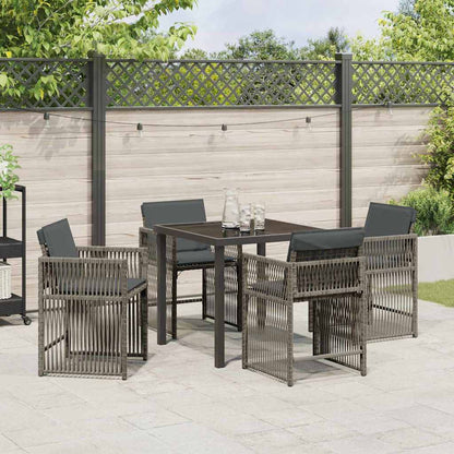 Garten Essgruppe 5 pcs Grau Poly-Rattan