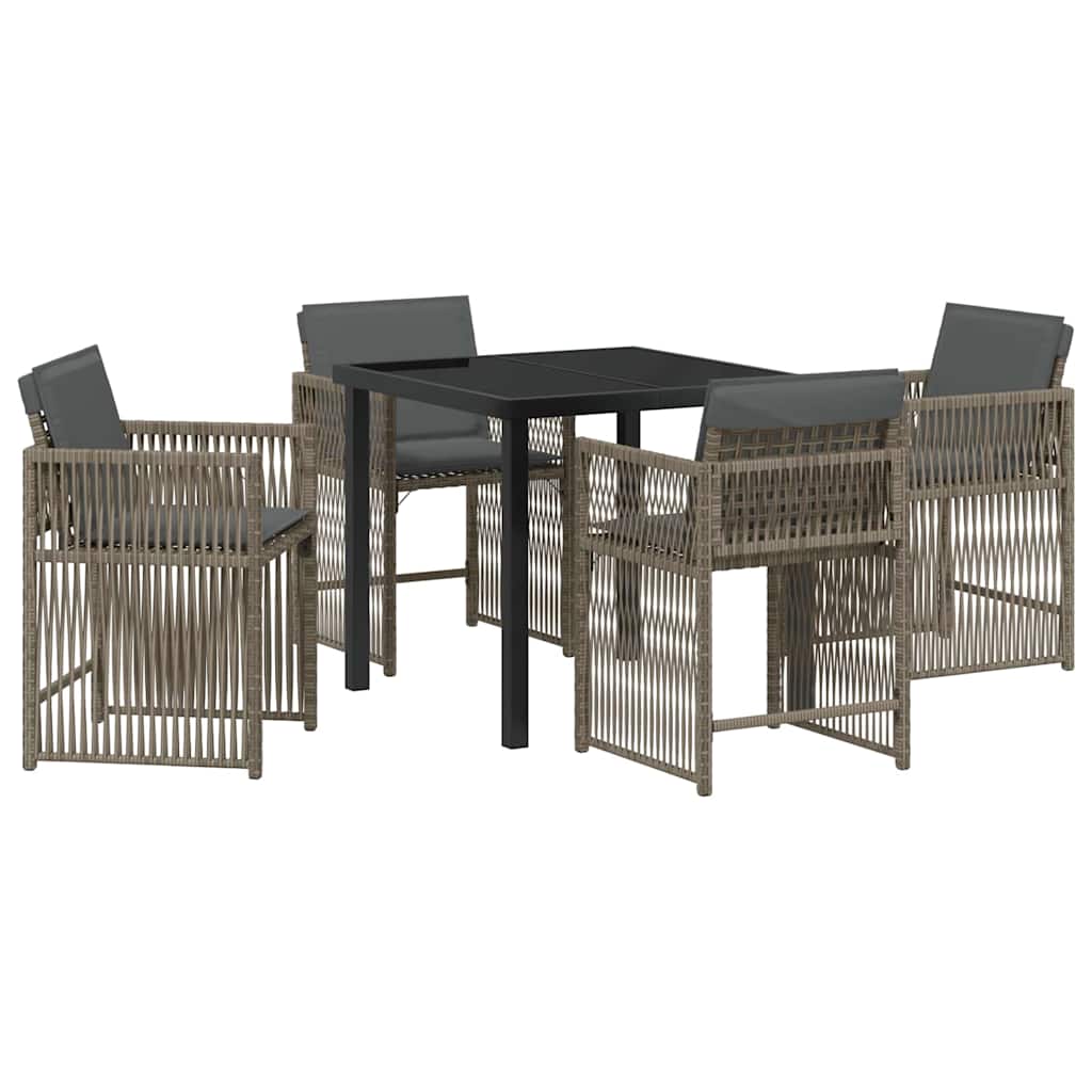 Garten Essgruppe 5 pcs Grau Poly-Rattan
