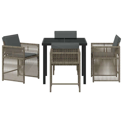 Garten Essgruppe 5 pcs Grau Poly-Rattan