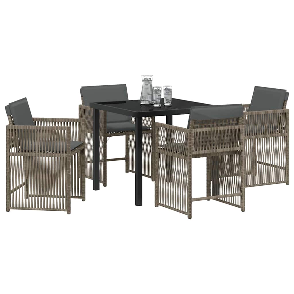 Garten Essgruppe 5 pcs Grau Poly-Rattan