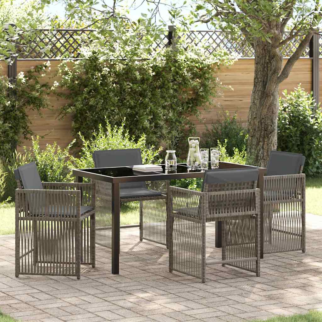 Garten Essgruppe 5 pcs Grau Poly-Rattan