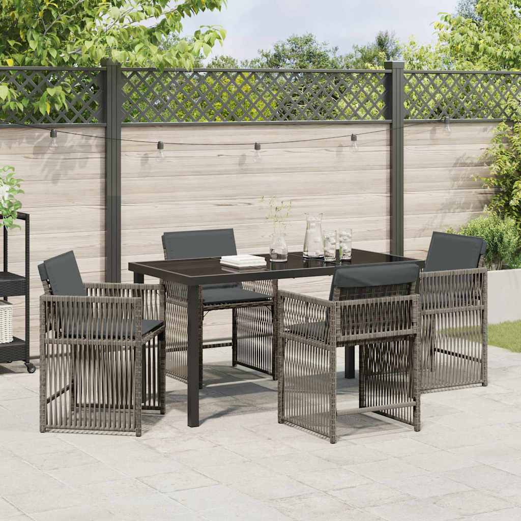 Garten Essgruppe 5 pcs Grau Poly-Rattan