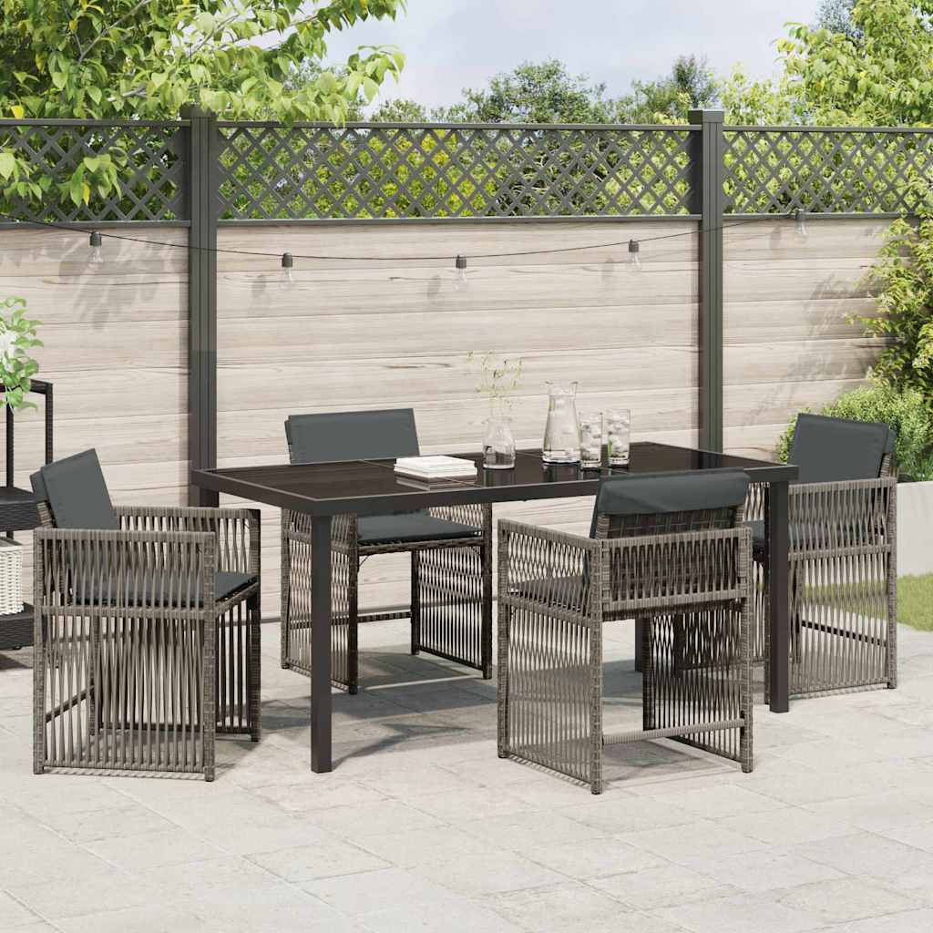 Garten Essgruppe 5 pcs Grau Poly-Rattan