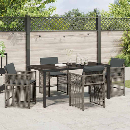 Garten Essgruppe 5 pcs Grau Poly-Rattan