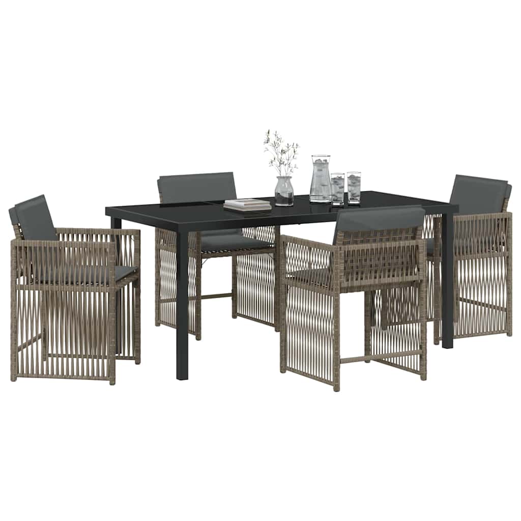 Garten Essgruppe 5 pcs Grau Poly-Rattan