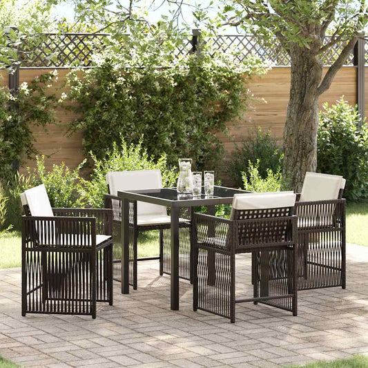 Garten Essgruppe 5 pcs Braun Poly-Rattan