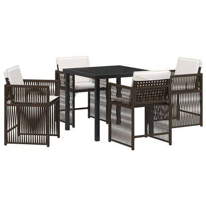 Garten Essgruppe 5 pcs Braun Poly-Rattan
