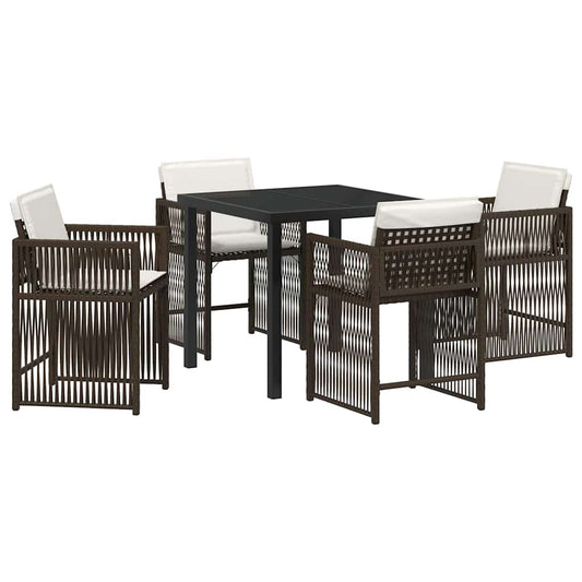 Garten Essgruppe 5 pcs Braun Poly-Rattan