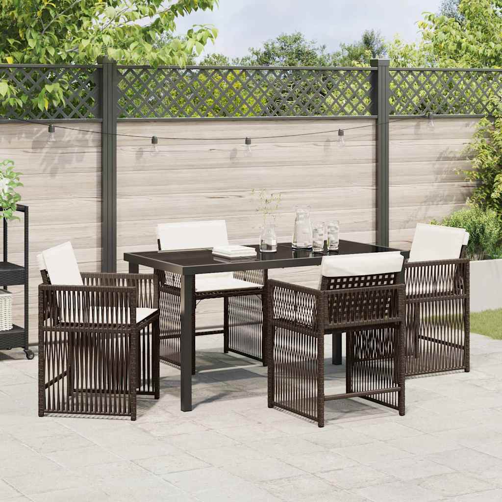 Garten Essgruppe 5 pcs Braun Poly-Rattan