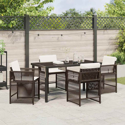 Garten Essgruppe 5 pcs Braun Poly-Rattan