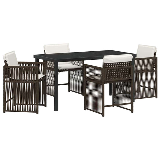 Garten Essgruppe 5 pcs Braun Poly-Rattan