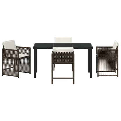 Garten Essgruppe 5 pcs Braun Poly-Rattan