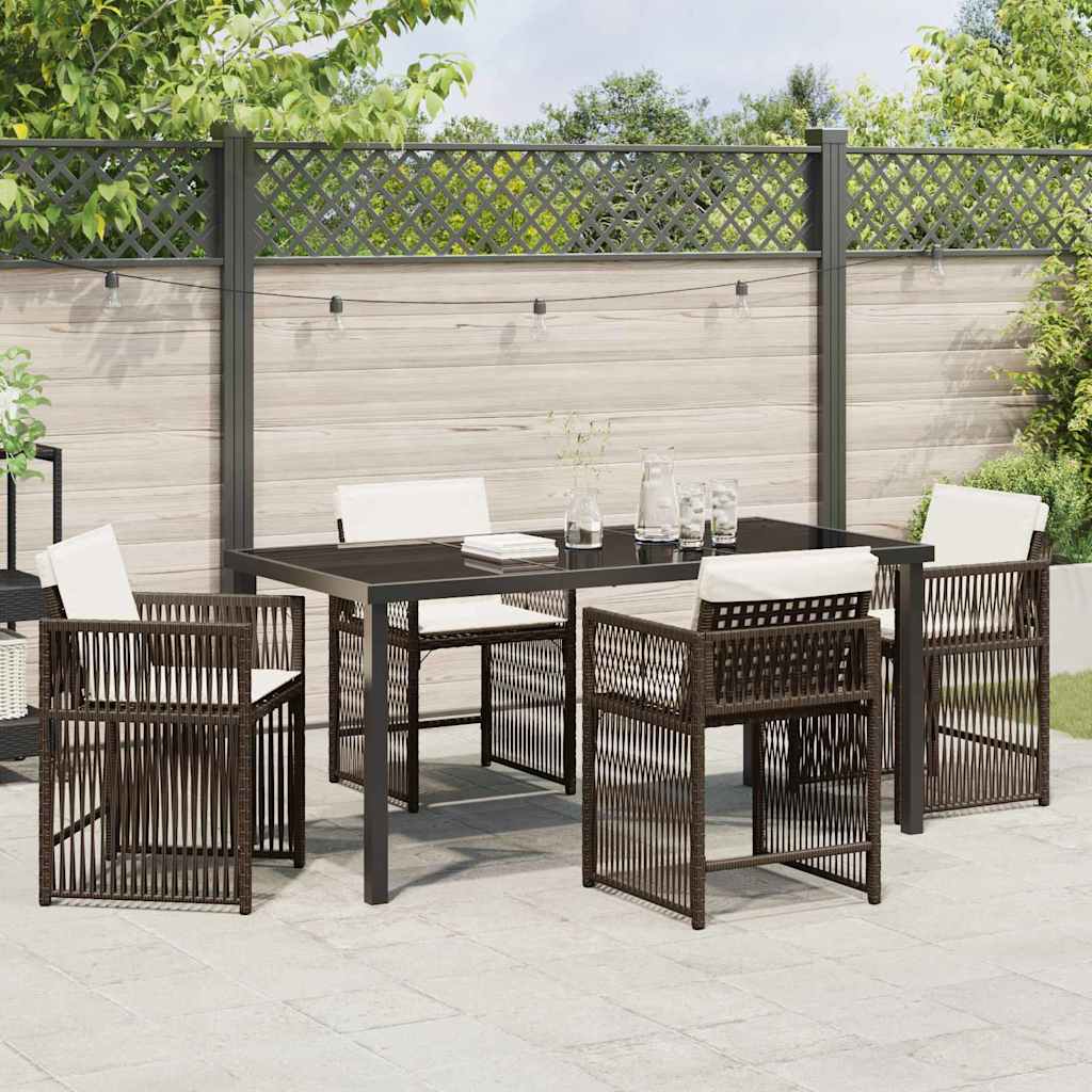 Garten Essgruppe 5 pcs Braun Poly-Rattan