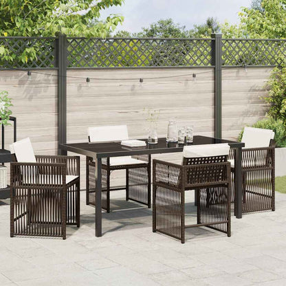 Garten Essgruppe 5 pcs Braun Poly-Rattan