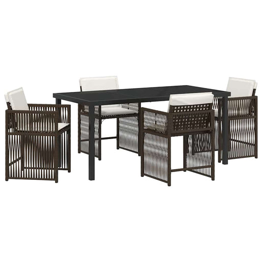 Garten Essgruppe 5 pcs Braun Poly-Rattan