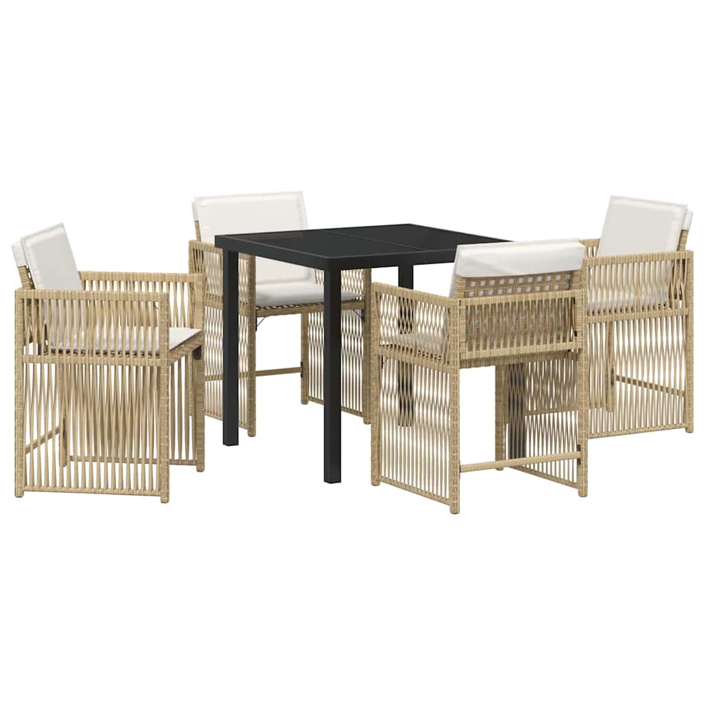 Garten Essgruppe 5 pcs Beige Poly-Rattan