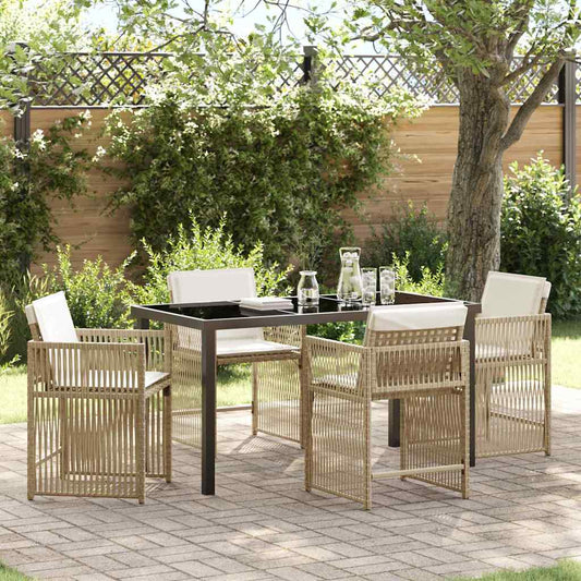 Garten Essgruppe 5 pcs Beige Poly-Rattan