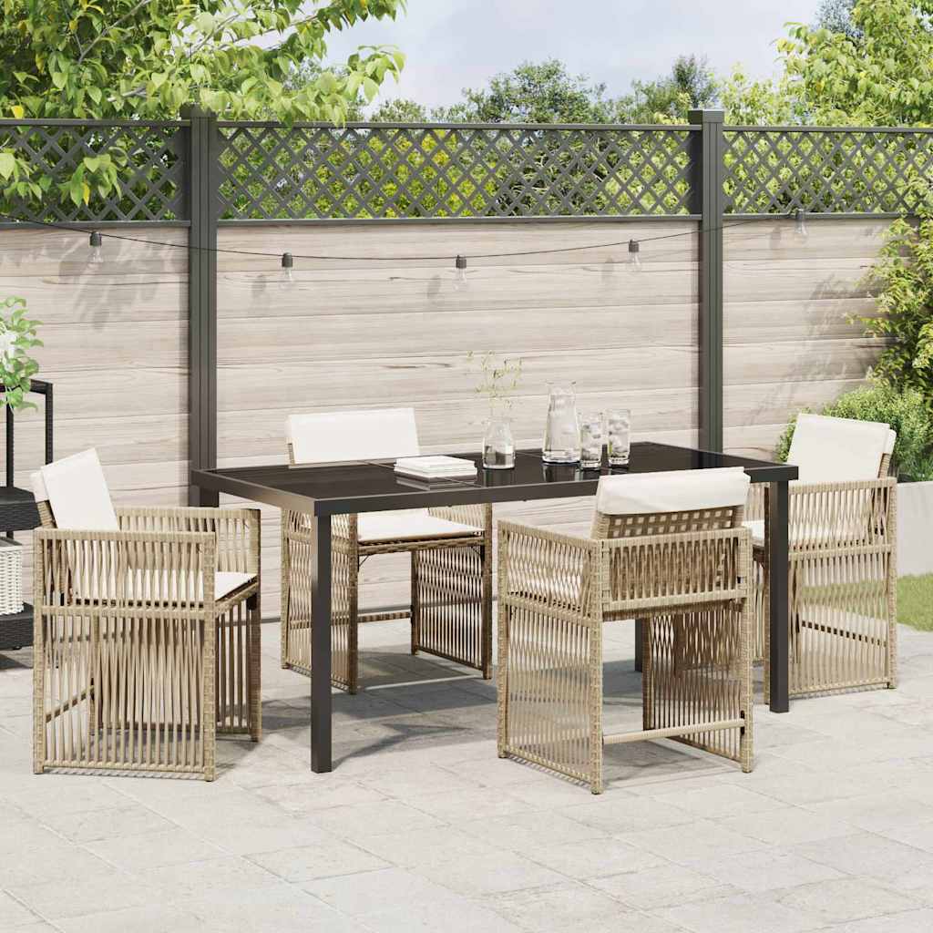 Garten Essgruppe 5 pcs Beige Poly-Rattan