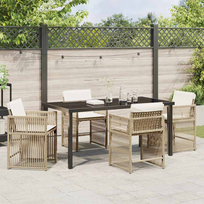 Garten Essgruppe 5 pcs Beige Poly-Rattan