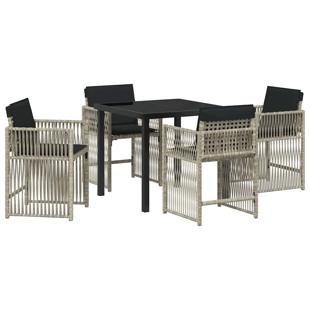 Garten Essgruppe 5 pcs Hellgrau Poly-Rattan
