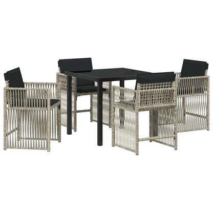 Garten Essgruppe 5 pcs Hellgrau Poly-Rattan