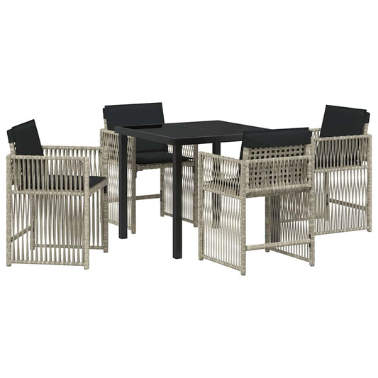 Garten Essgruppe 5 pcs Hellgrau Poly-Rattan