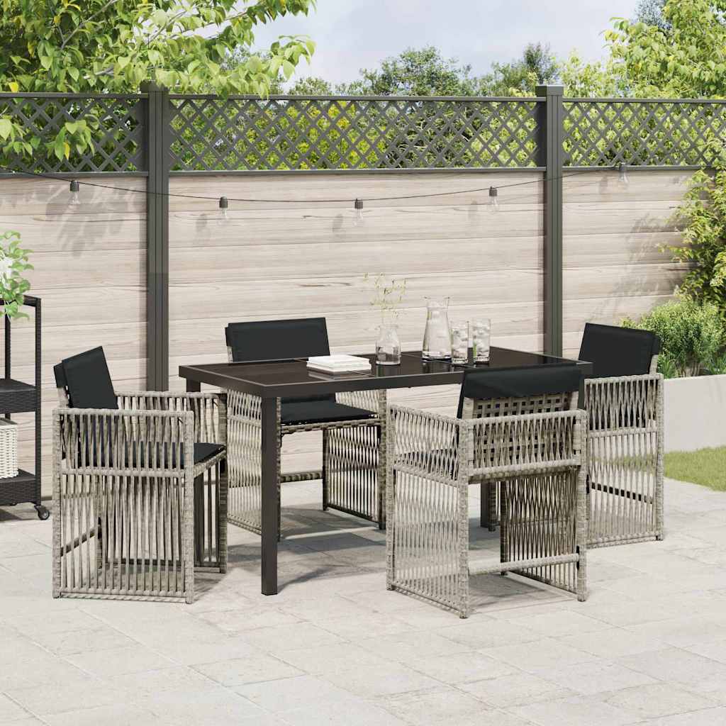 Garten Essgruppe 5 pcs Hellgrau Poly-Rattan