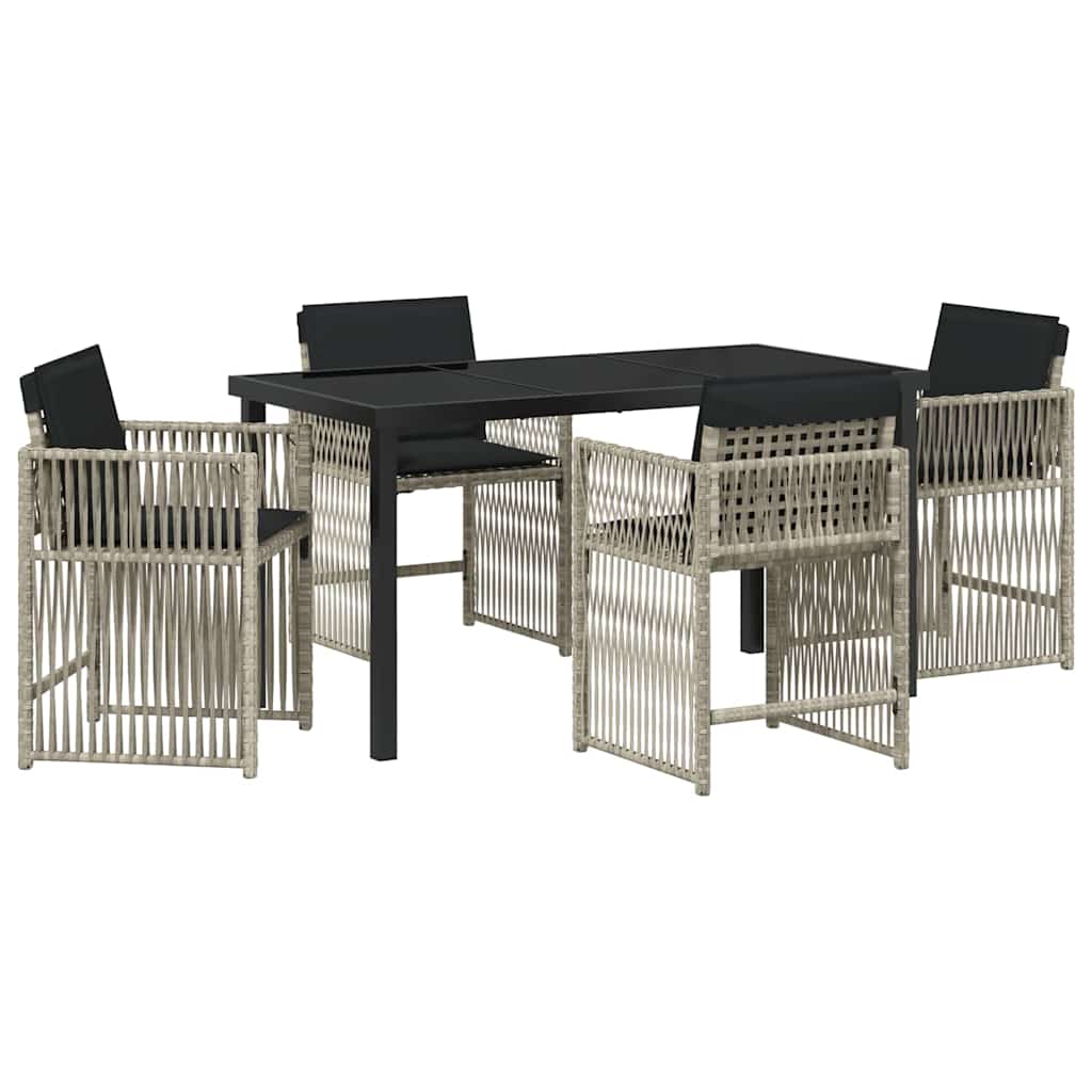 Garten Essgruppe 5 pcs Hellgrau Poly-Rattan