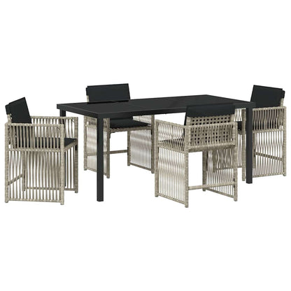 Garten Essgruppe 5 pcs Hellgrau Poly-Rattan