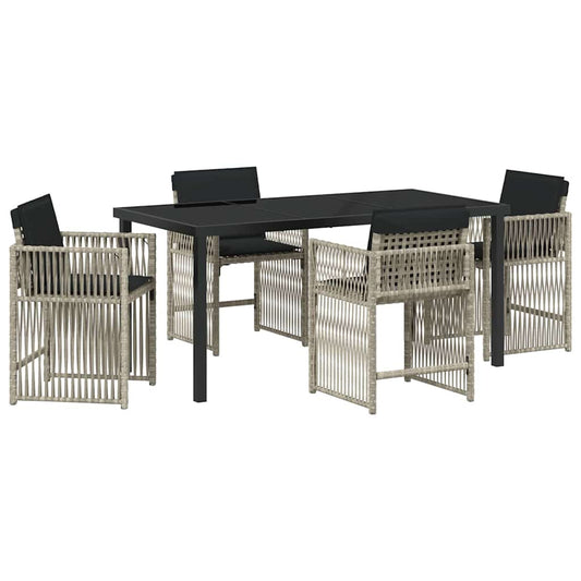 Garten Essgruppe 5 pcs Hellgrau Poly-Rattan