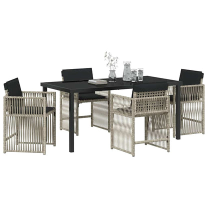 Garten Essgruppe 5 pcs Hellgrau Poly-Rattan