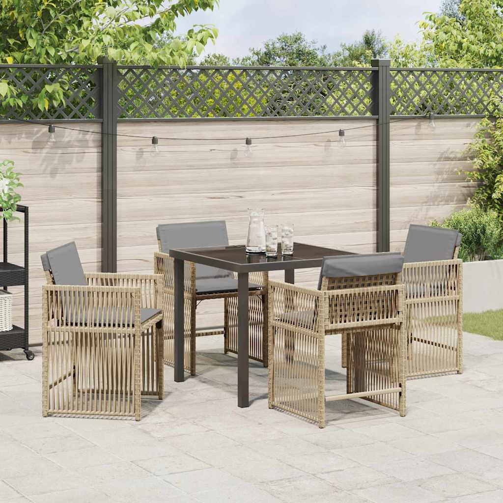 Garten Essgruppe 5 pcs Beige Poly-Rattan