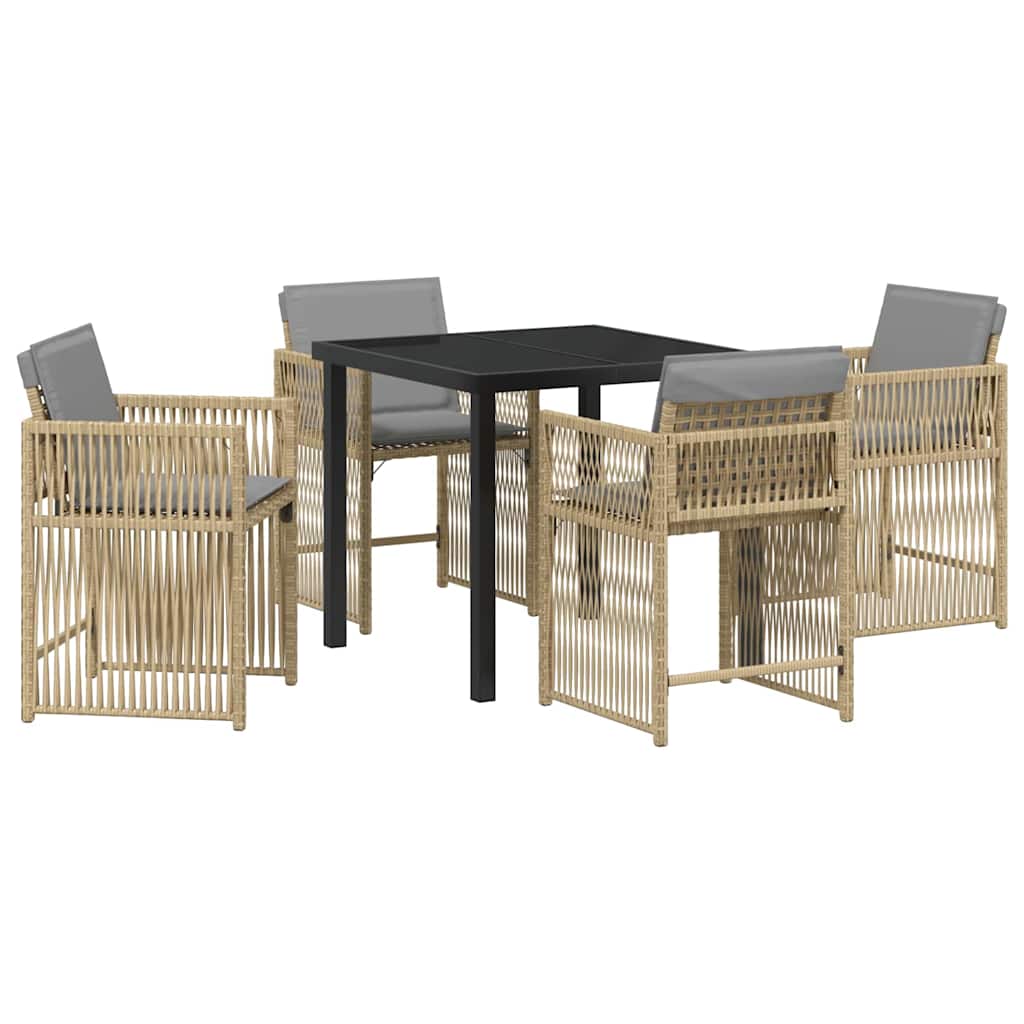 Garten Essgruppe 5 pcs Beige Poly-Rattan