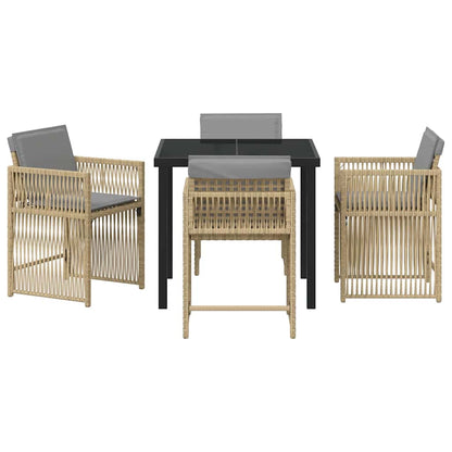 Garten Essgruppe 5 pcs Beige Poly-Rattan