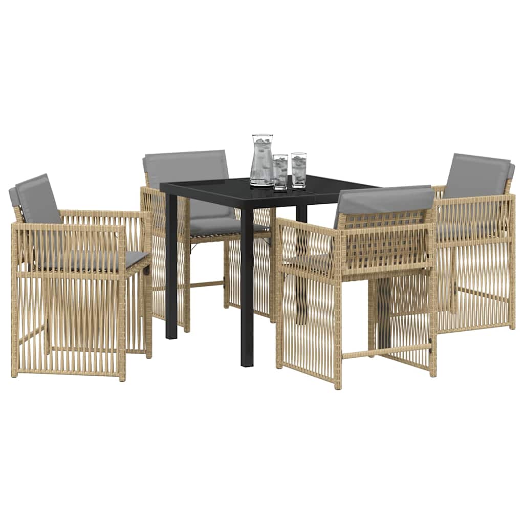 Garten Essgruppe 5 pcs Beige Poly-Rattan