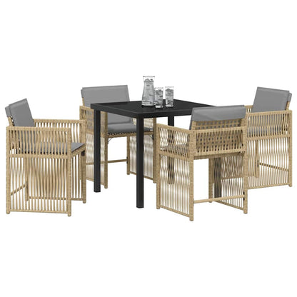 Garten Essgruppe 5 pcs Beige Poly-Rattan