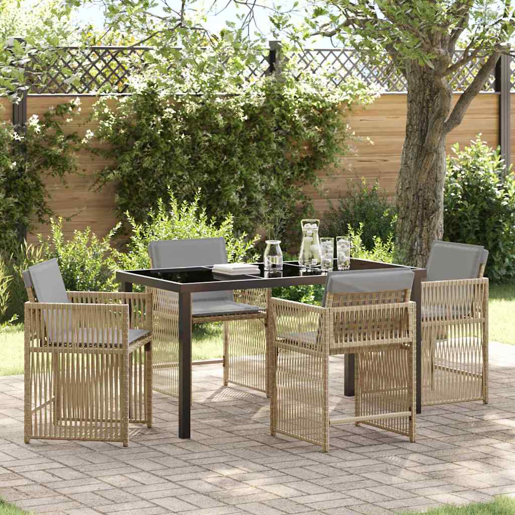 Garten Essgruppe 5 pcs Beige Poly-Rattan